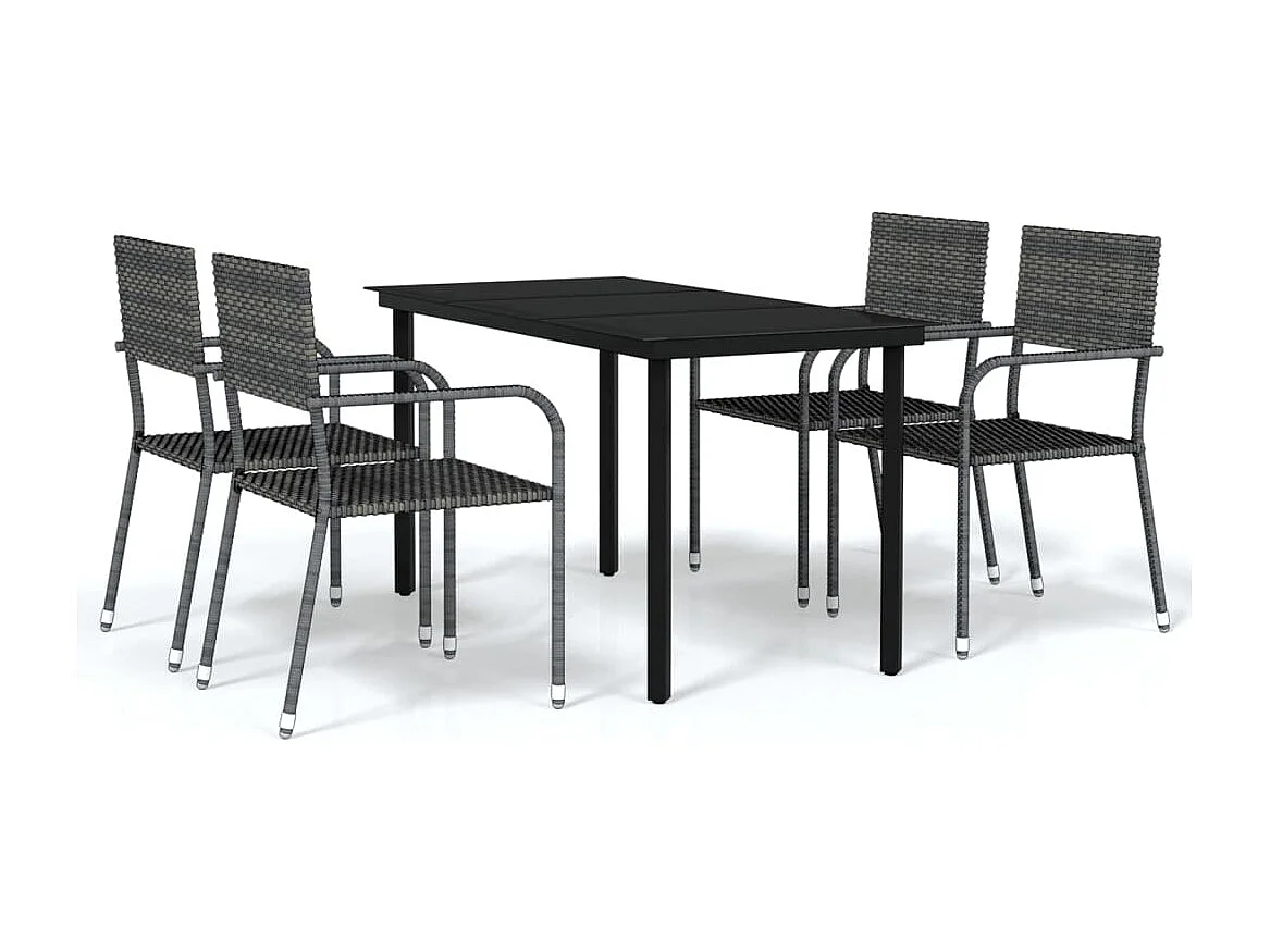 Ensemble à manger de jardin 5 pcs Gris