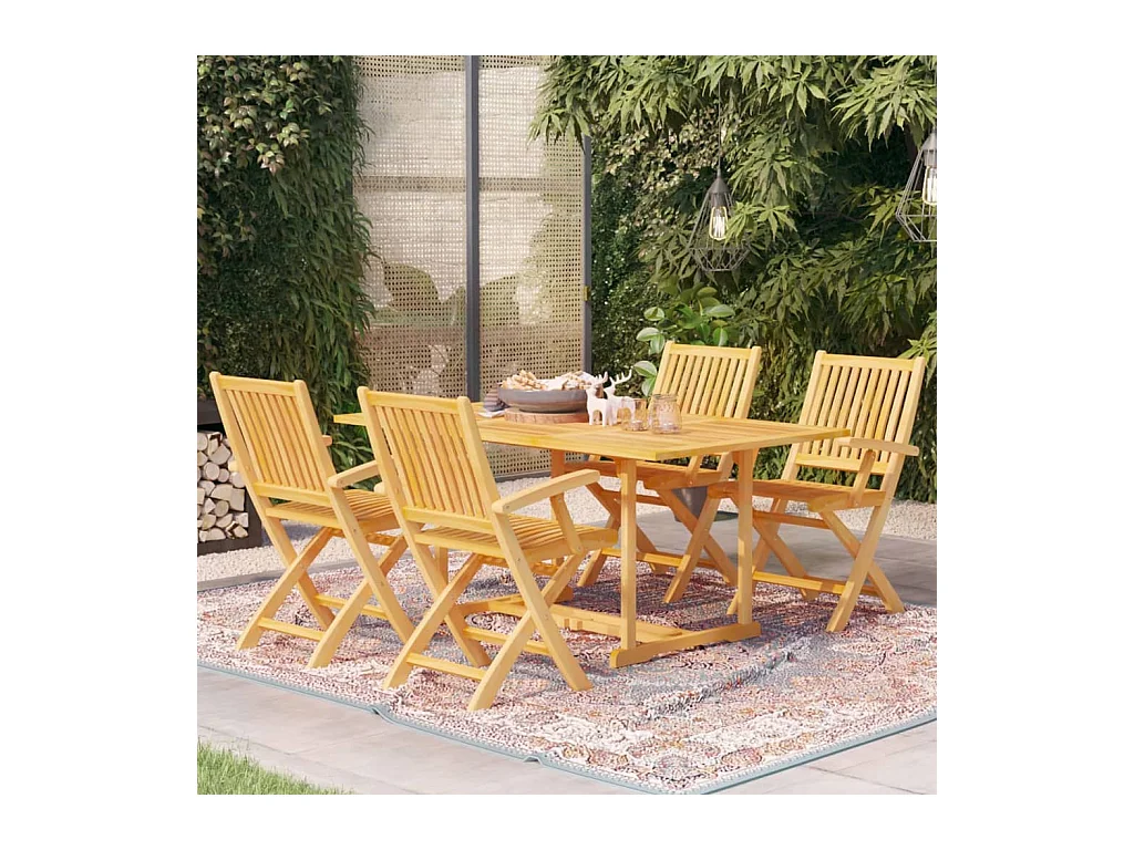 Ensemble à manger de jardin 5 pcs Bois de teck massif