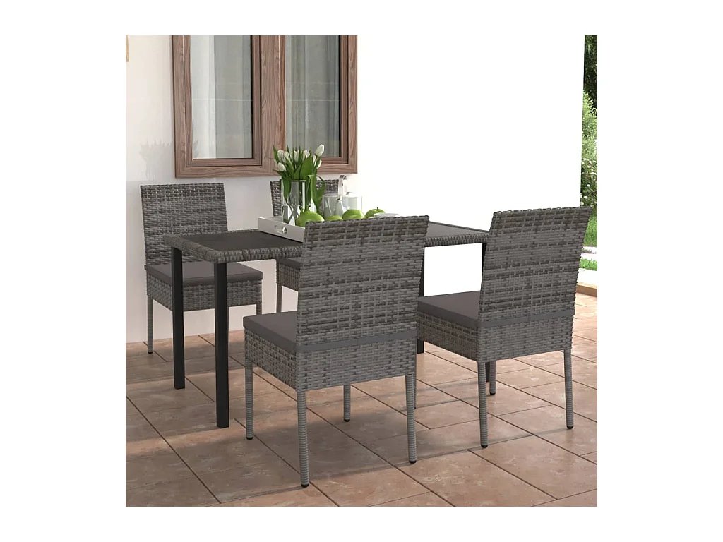 5-delige Tuinset poly rattan grijs