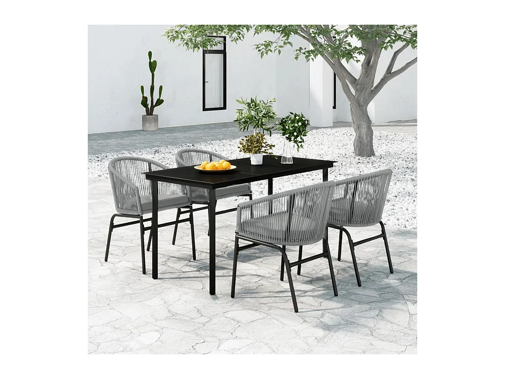 Ensemble à manger de jardin 5 pcs Gris