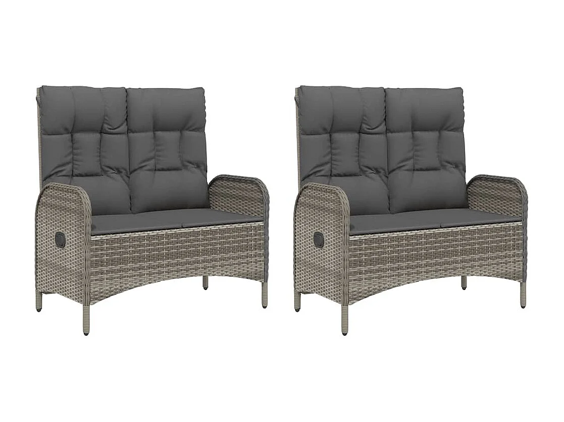 Set da Pranzo da Giardino 5 pz con Cuscini in Polyrattan Grigio