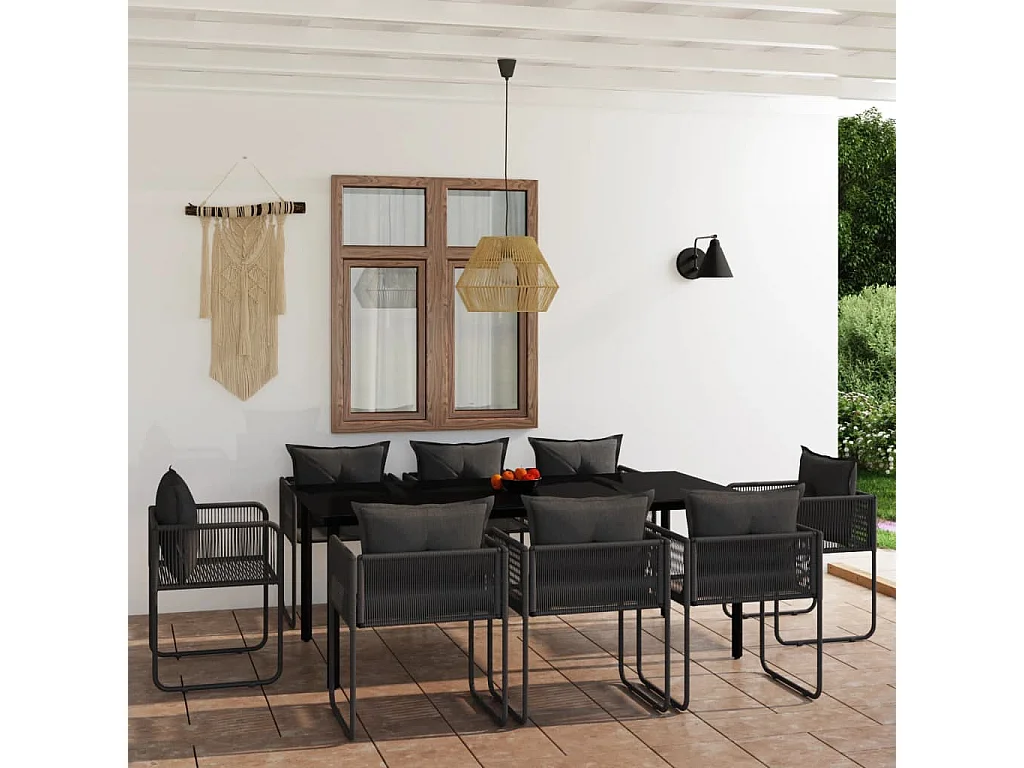 Ensemble à manger de jardin 9 pcs Noir