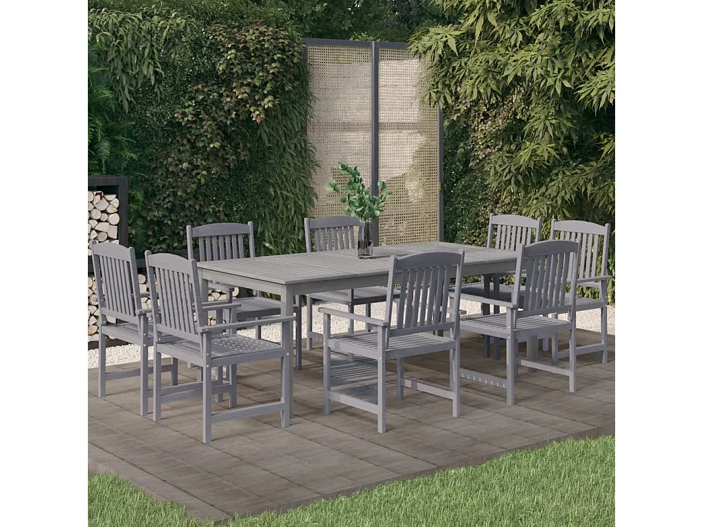 9-delige Tuinset massief acaciahout grijs