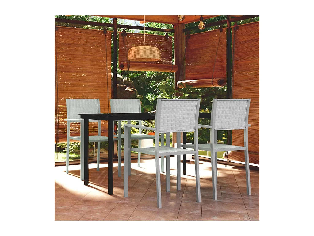 Ensemble à manger de jardin 5 pcs Blanc