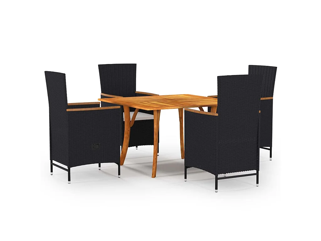 Set Mobili da Pranzo per Giardino 5 pz Nero