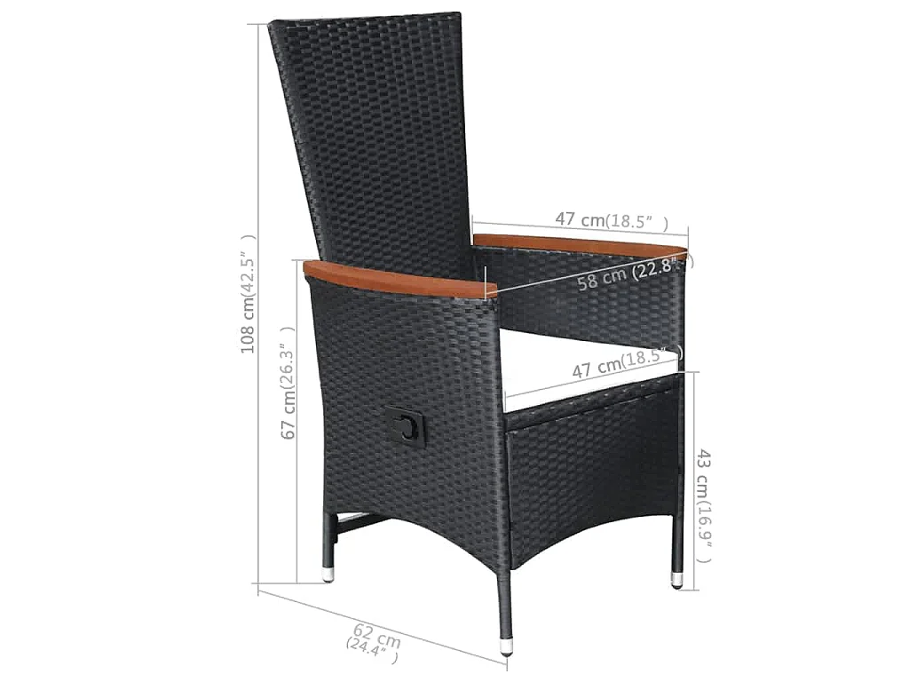 Set Mobili da Pranzo per Giardino 5 pz Nero