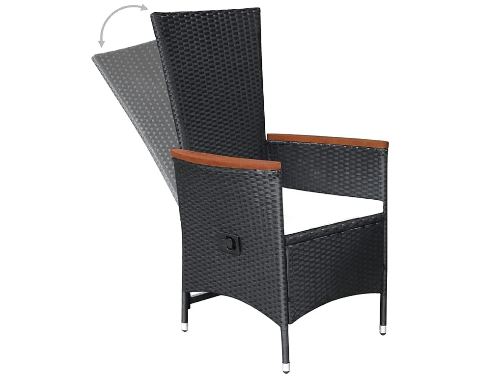 Set Mobili da Pranzo per Giardino 5 pz Nero