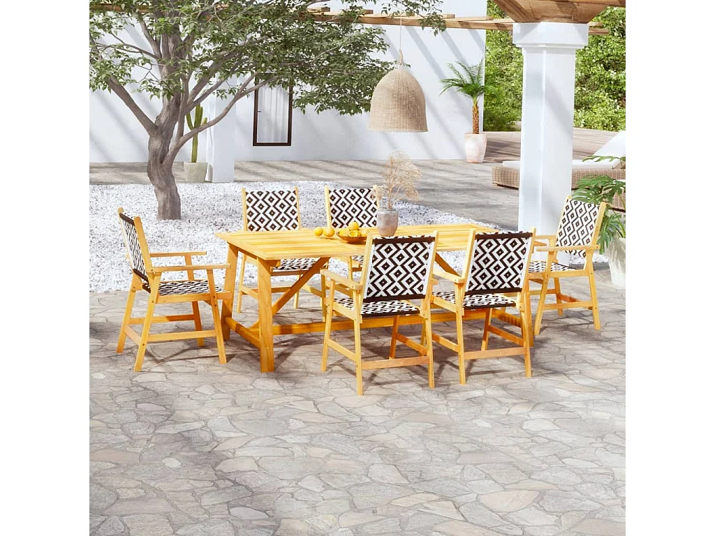 7-tlg. Garten-Essgruppe Massivholz Akazie