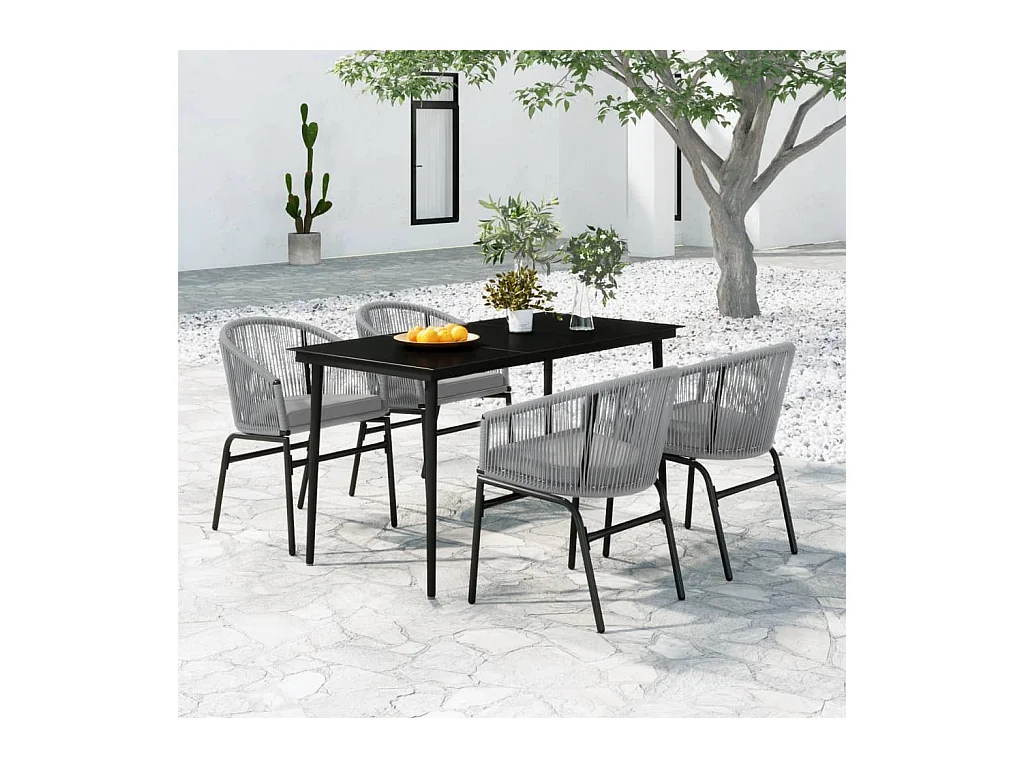 Ensemble à manger de jardin 5 pcs Gris