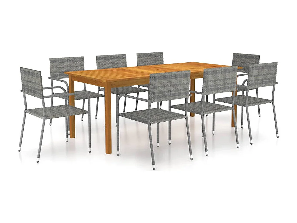 Ensemble à manger de jardin 9 pcs Gris