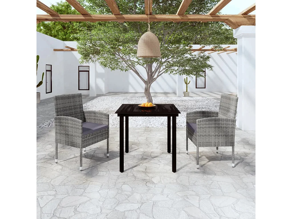 3-tlg. Garten-Essgruppe Anthrazit