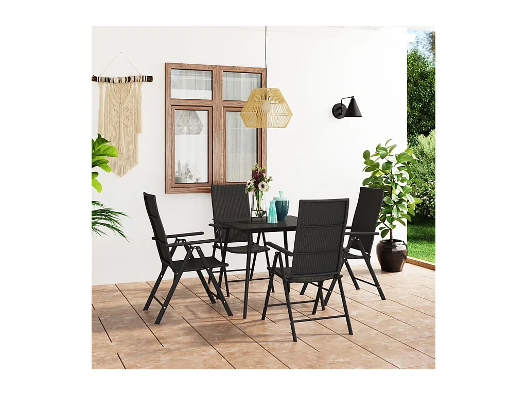 Ensemble à manger de jardin 5 pcs noir