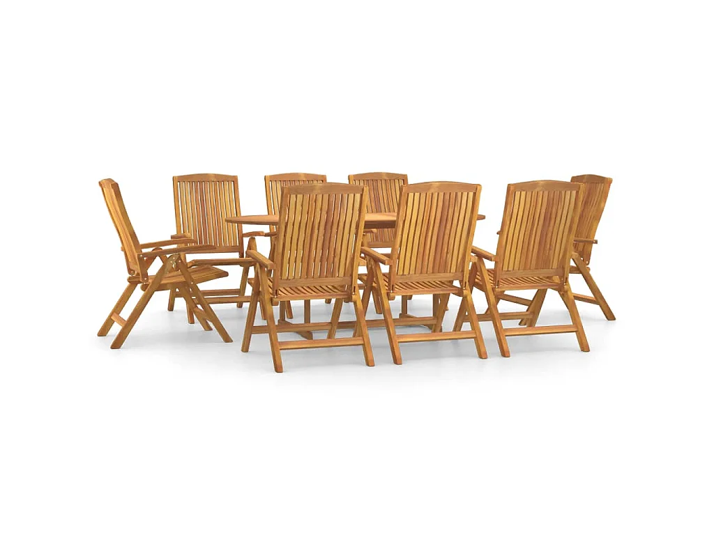 Set da Pranzo per Giardino 9 pz in Legno Massello di Teak