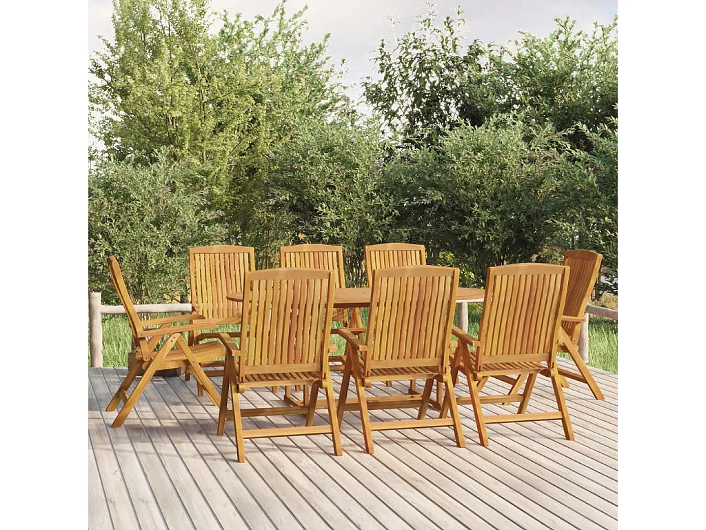 Set da Pranzo per Giardino 9 pz in Legno Massello di Teak
