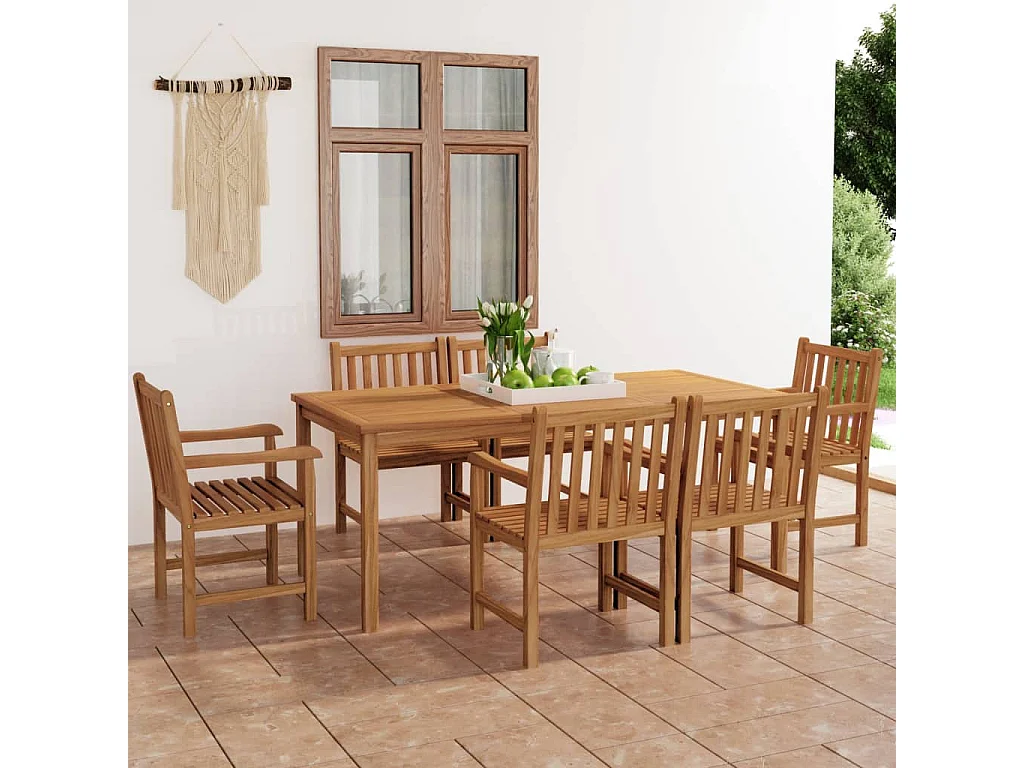 Ensemble à manger de jardin 7 pcs Bois de teck massif