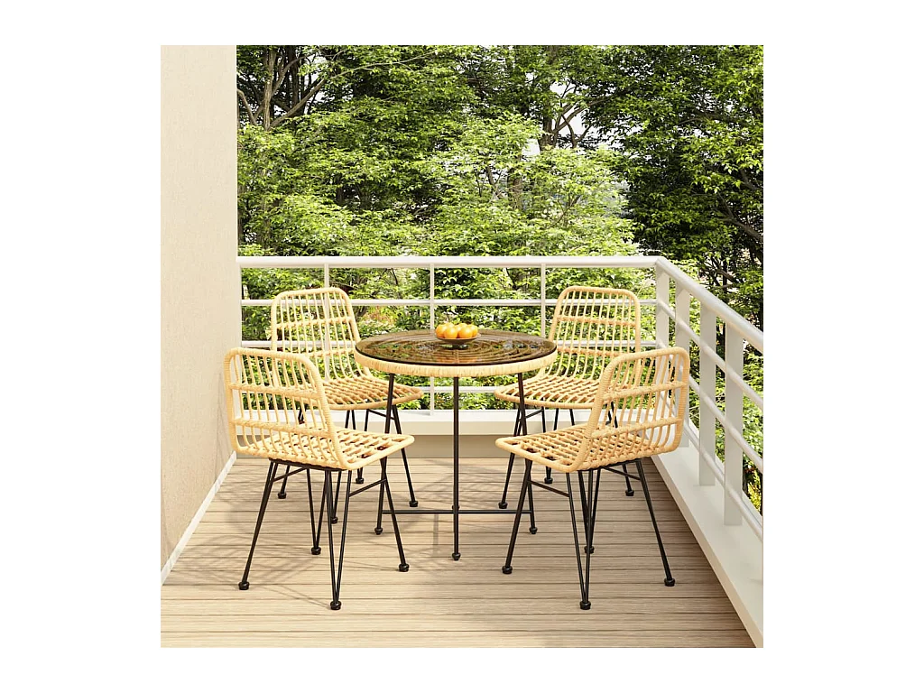Ensemble à manger de jardin 5pcs Résine tressée