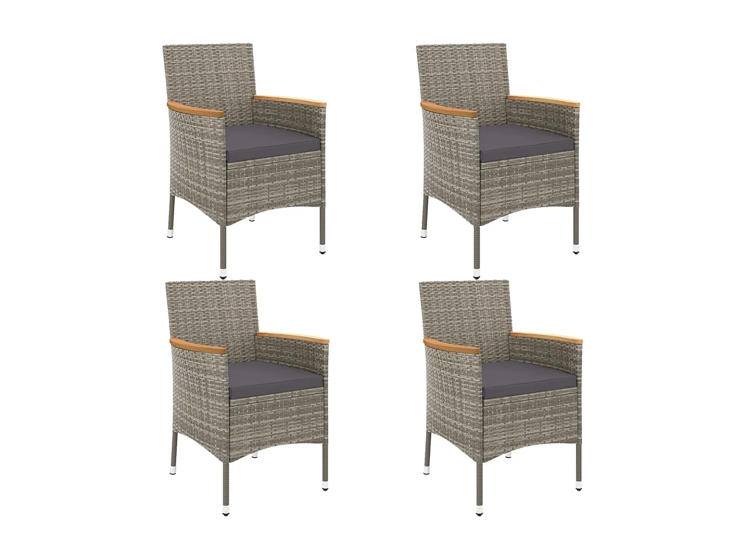Set da Pranzo da Giardino 5 pz con Cuscini in Polyrattan Grigio