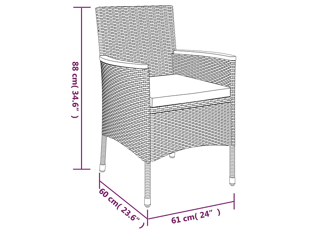 Set da Pranzo da Giardino 5 pz con Cuscini in Polyrattan Grigio