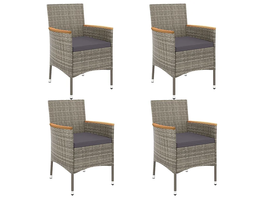 Set da Pranzo da Giardino 5 pz con Cuscini in Polyrattan Grigio