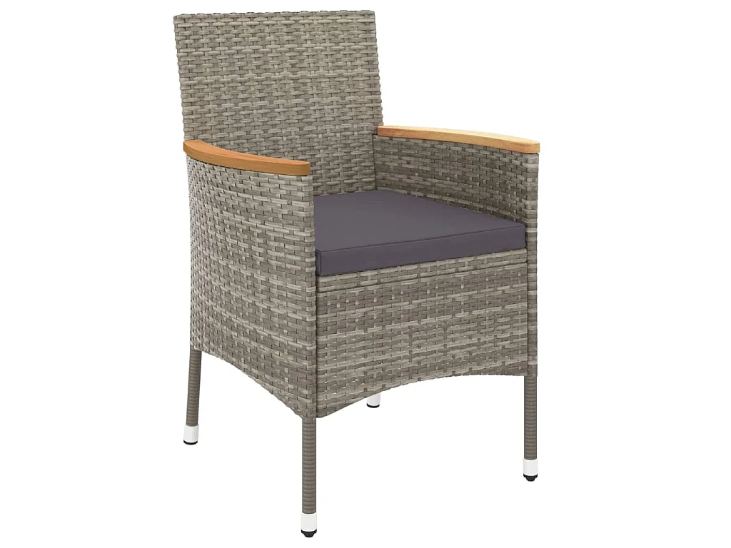 Set da Pranzo da Giardino 5 pz con Cuscini in Polyrattan Grigio