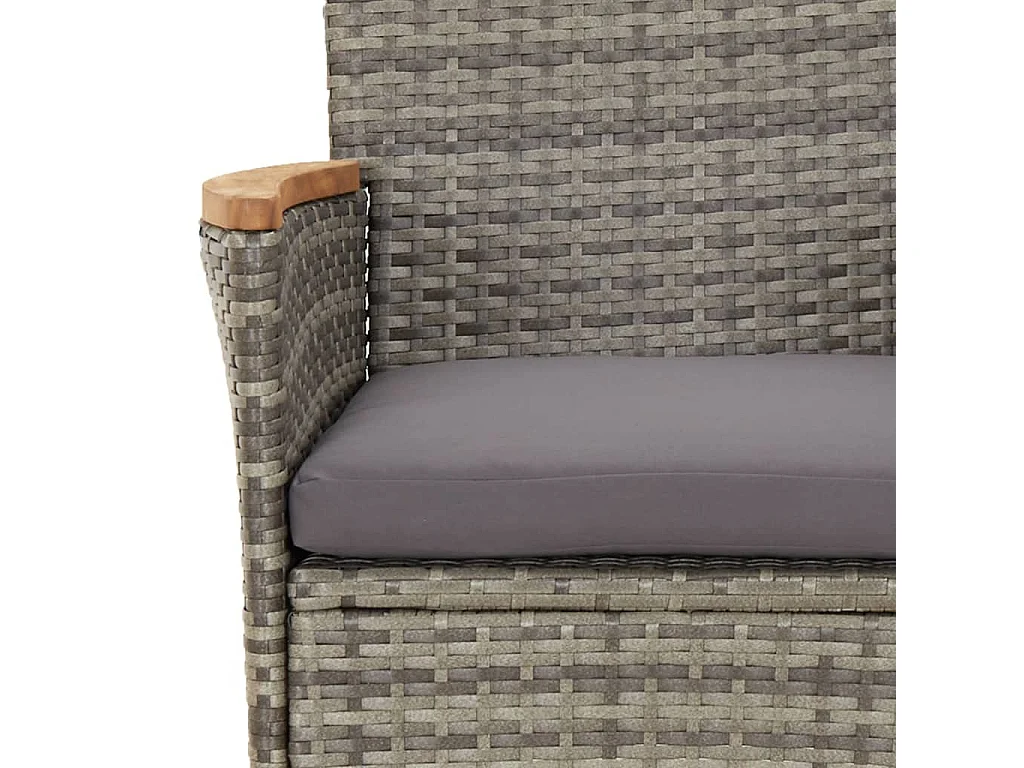 Set da Pranzo da Giardino 5 pz con Cuscini in Polyrattan Grigio