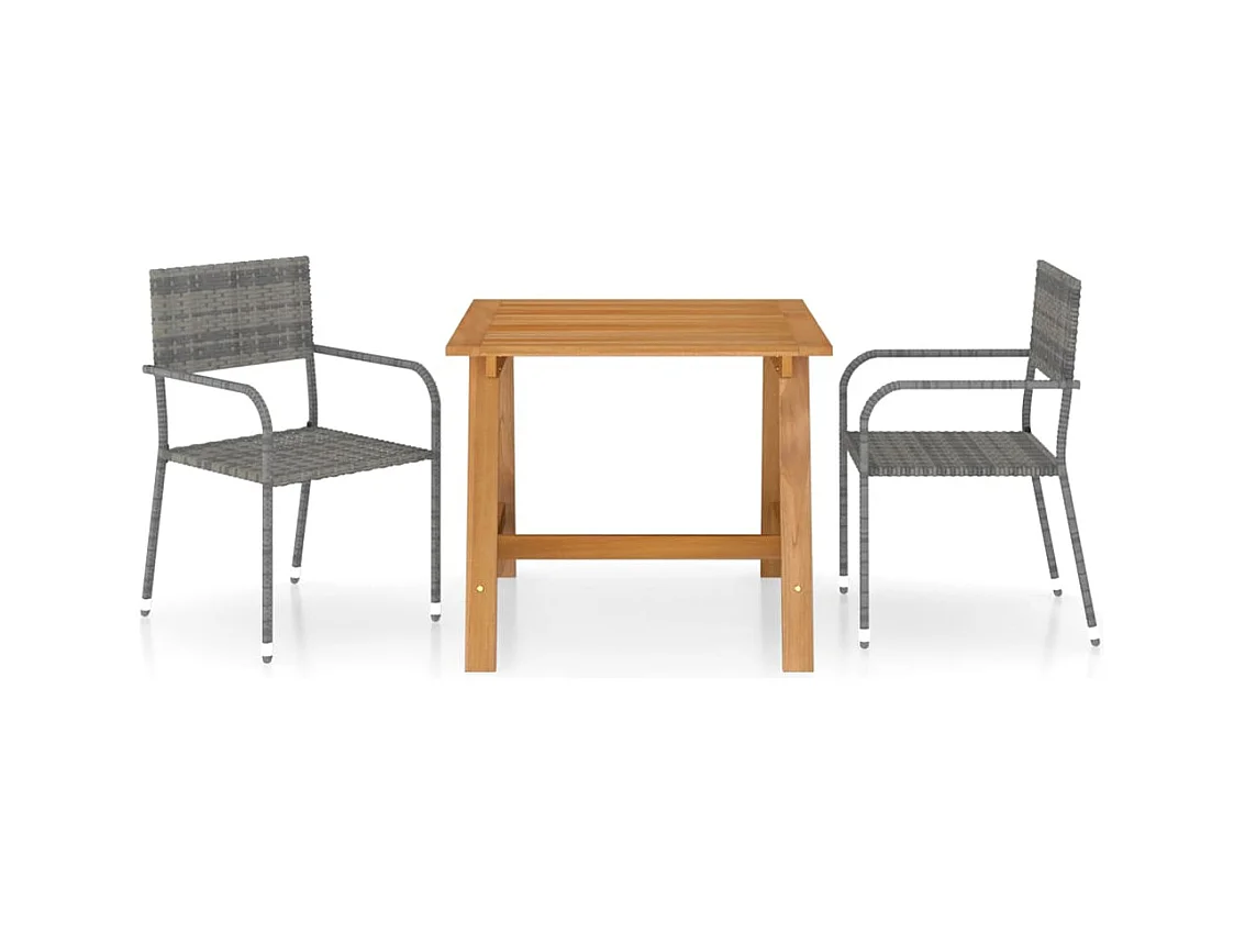 Ensemble à manger de jardin 3 pcs Gris