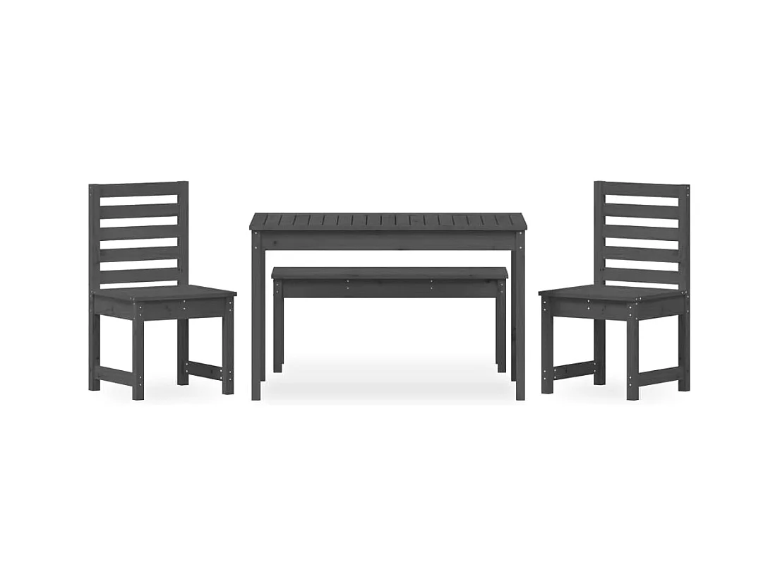 Ensemble à manger de jardin 4 pcs gris bois massif de pin