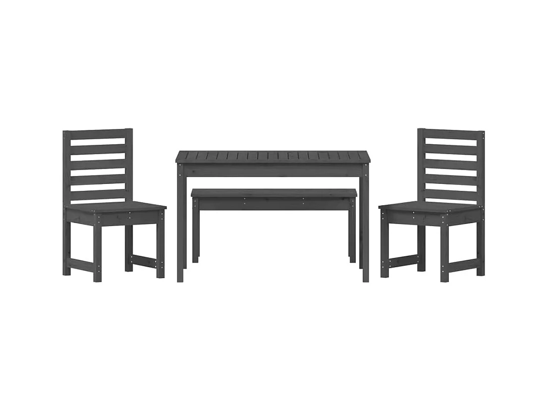 Ensemble à manger de jardin 4 pcs gris bois massif de pin