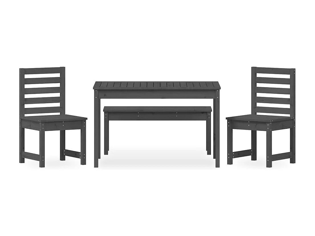 Ensemble à manger de jardin 4 pcs gris bois massif de pin