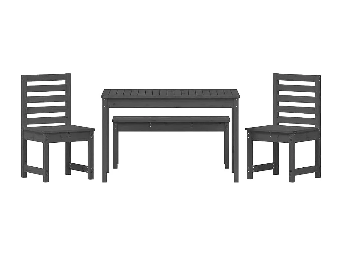 Ensemble à manger de jardin 4 pcs gris bois massif de pin