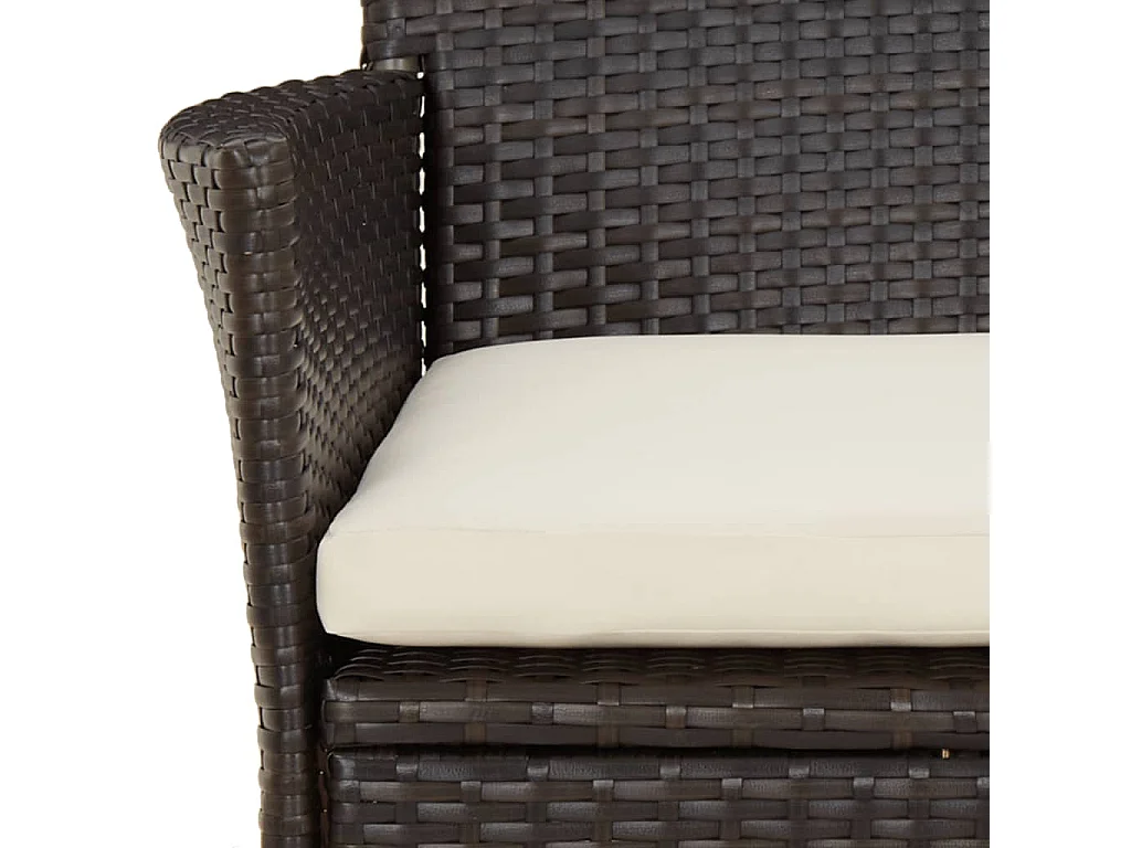 Ensemble de bistro de jardin 3 pcs coussins marron poly rotin