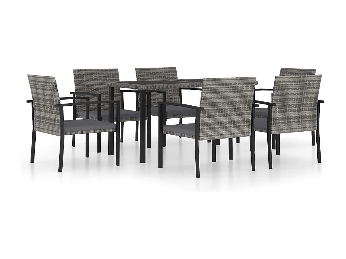 7-delige Tuinset poly rattan grijs