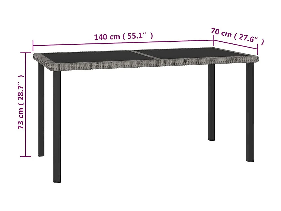 Ensemble à manger de jardin 7 pcs Résine tressée Gris