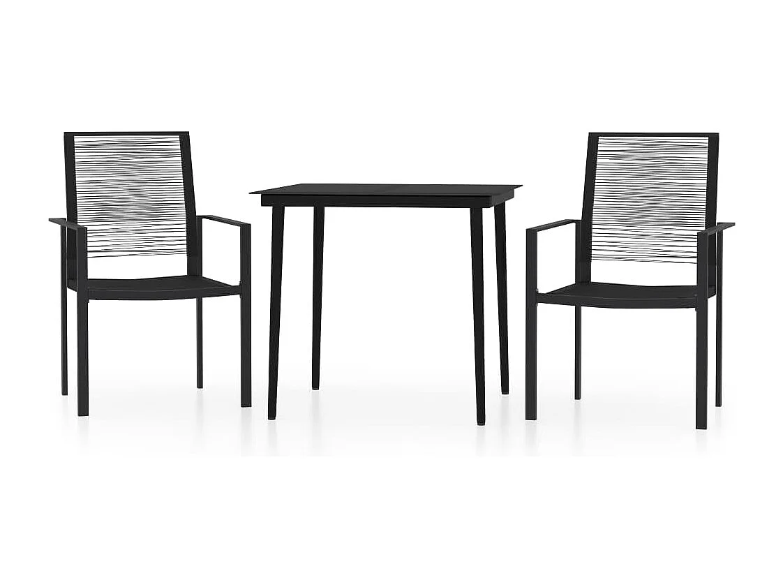 Set Mobili da Pranzo per Giardino 3 pz Nero