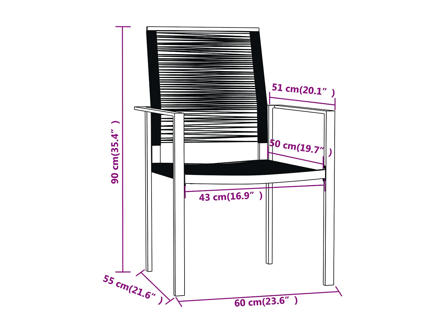 Set Mobili da Pranzo per Giardino 3 pz Nero