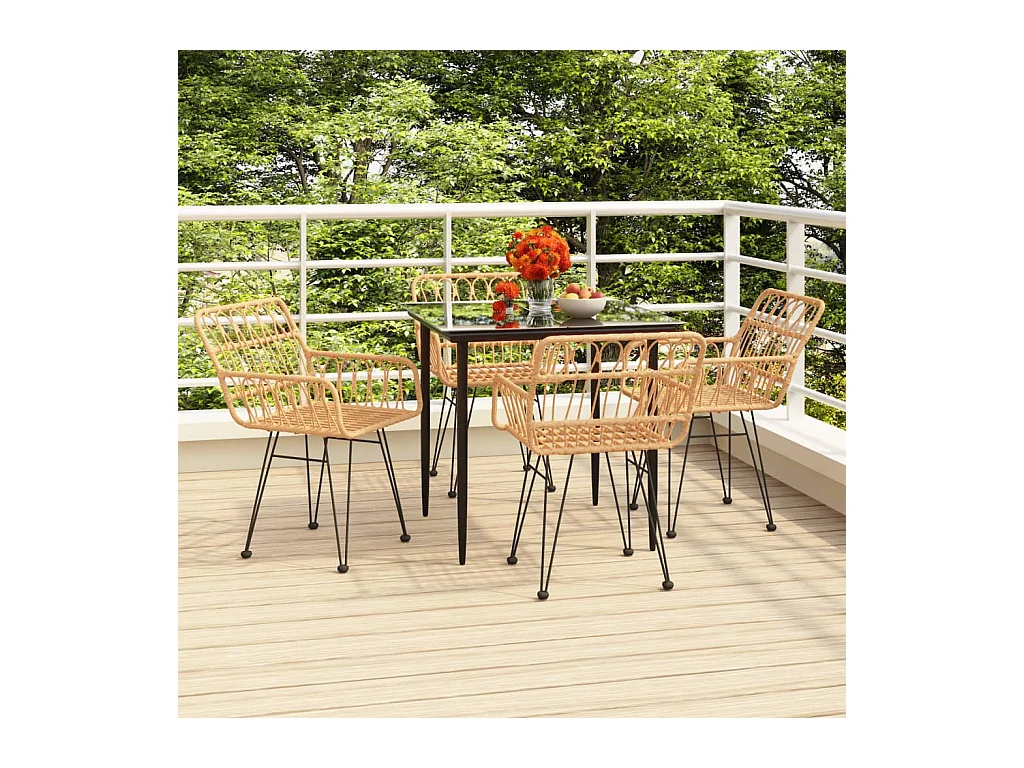 Ensemble à manger de jardin 5pcs Résine tressée