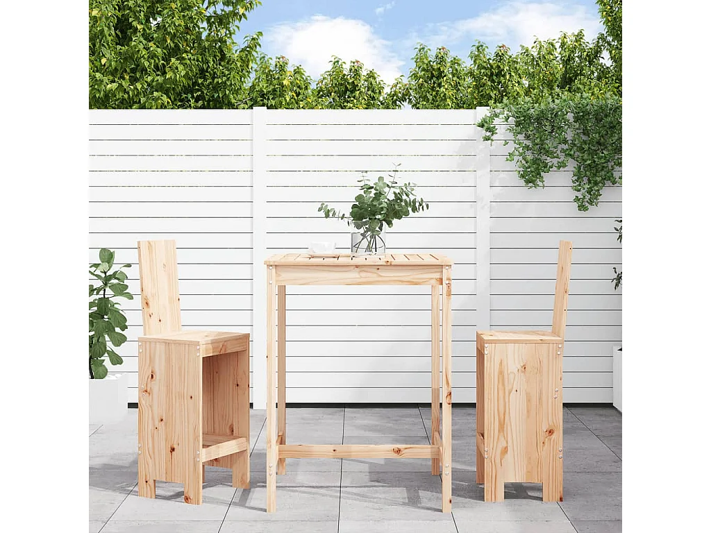 Ensemble de bar de jardin 3 pcs bois de pin massif