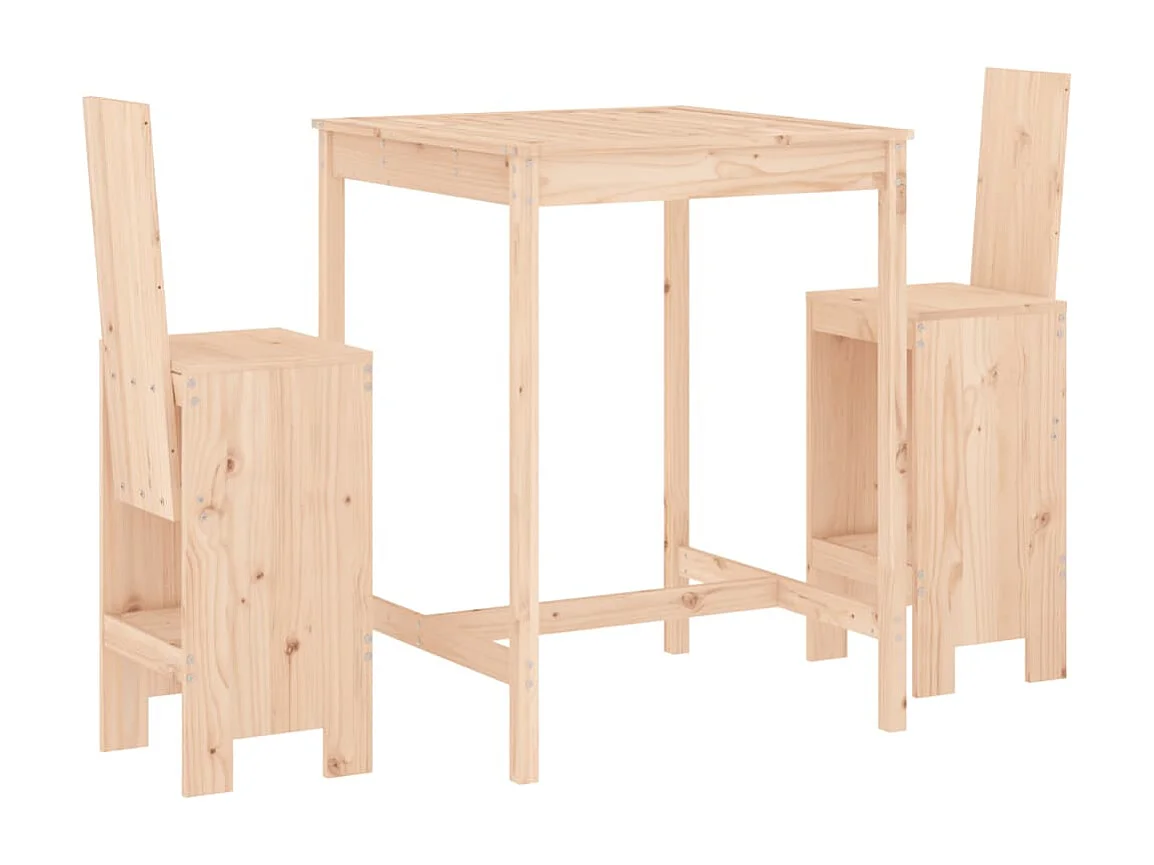 Ensemble de bar de jardin 3 pcs bois de pin massif