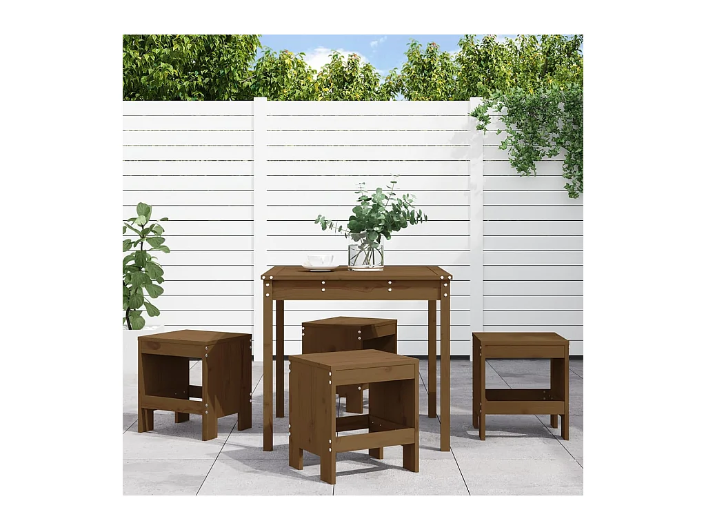 Ensemble à manger de jardin 5pcs marron miel bois pin massif