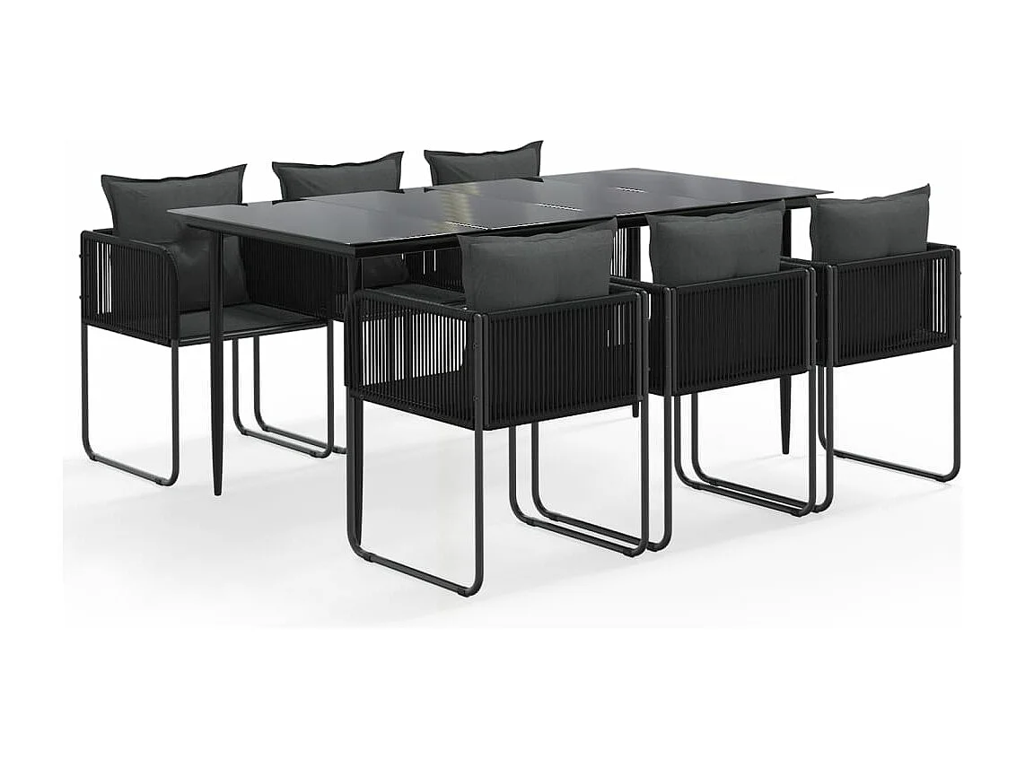 7-tlg. Garten-Essgruppe Schwarz