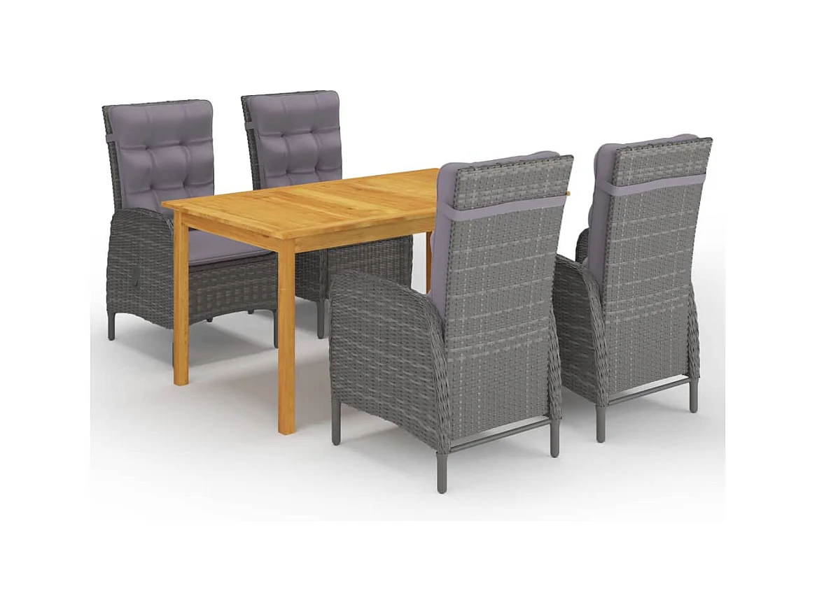 Ensemble à manger de jardin 5 pcs Gris