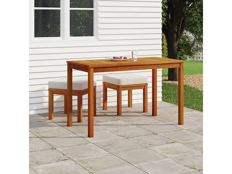 Ensemble à manger de jardin 3 pcs et coussins Acacia solide