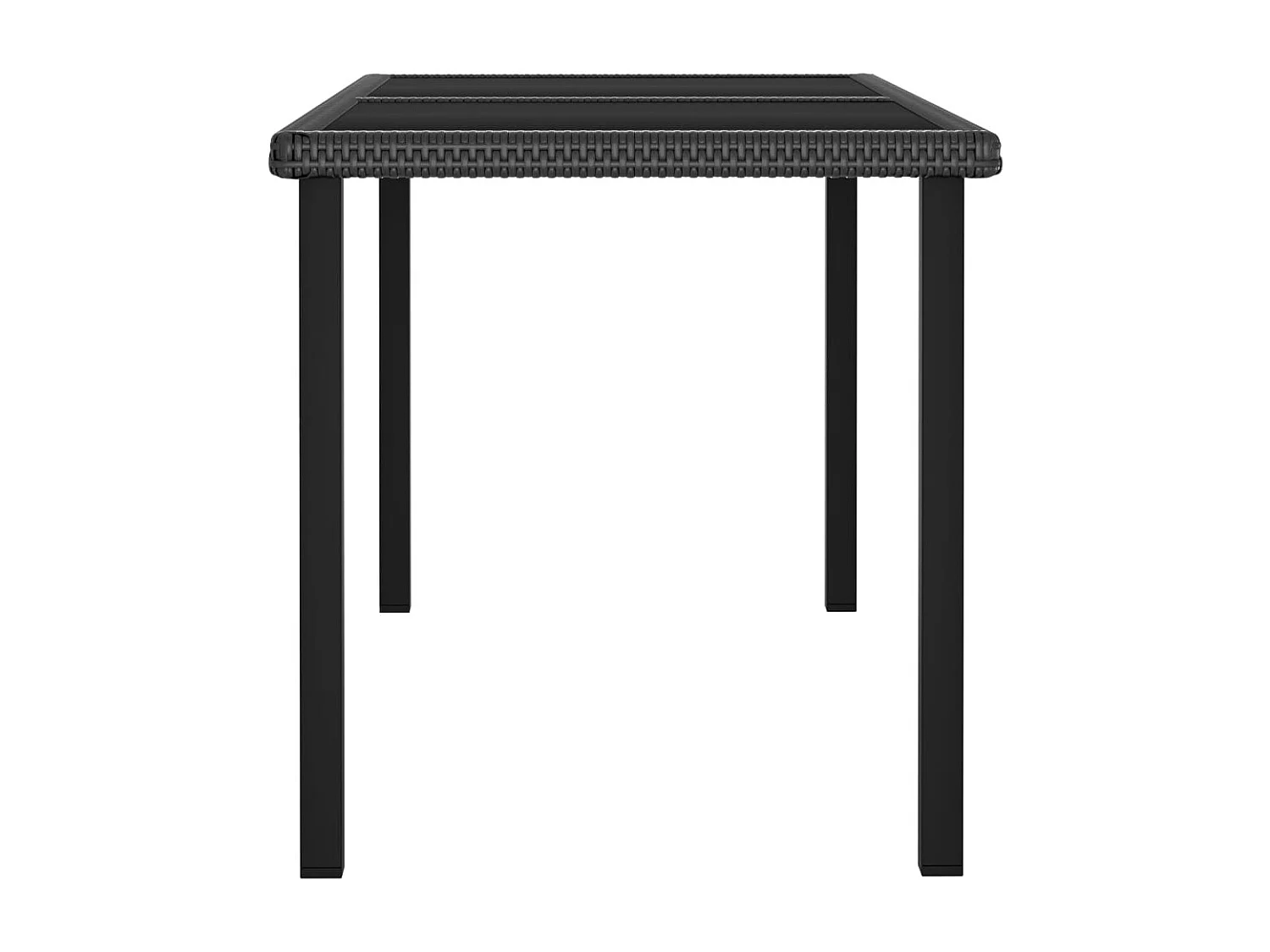 7 pcs conjunto de jantar para jardim vime PE preto