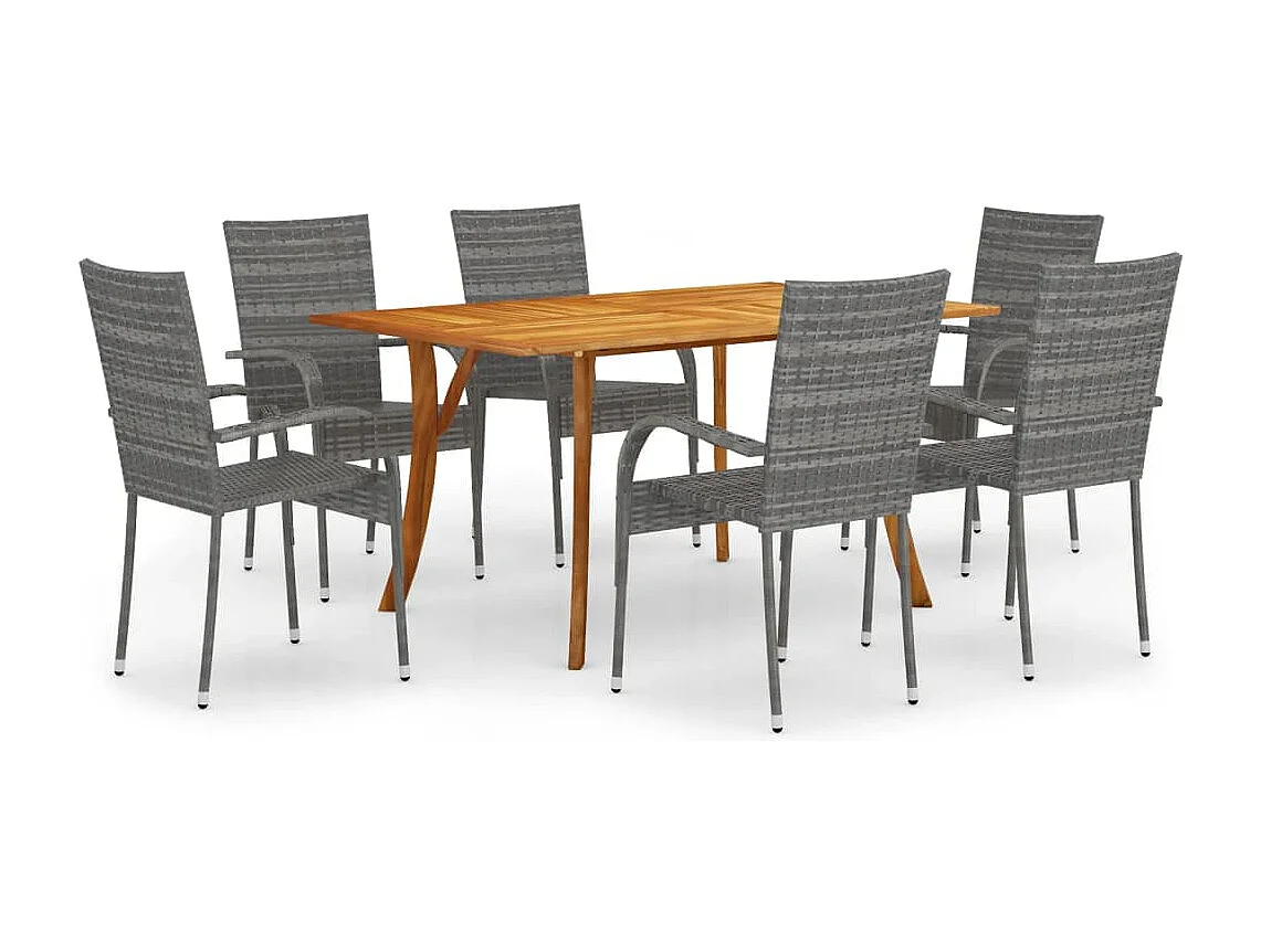 Ensemble de salle à manger de jardin 7 pcs Gris