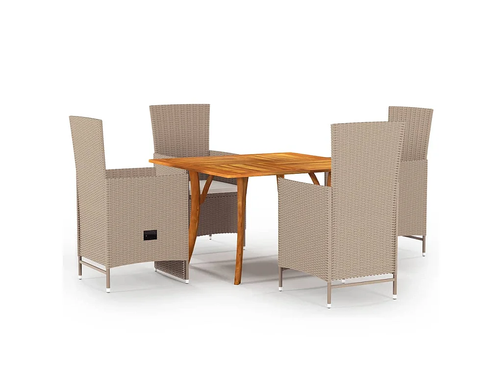 Set Mobili da Pranzo per Giardino 5 pz Beige