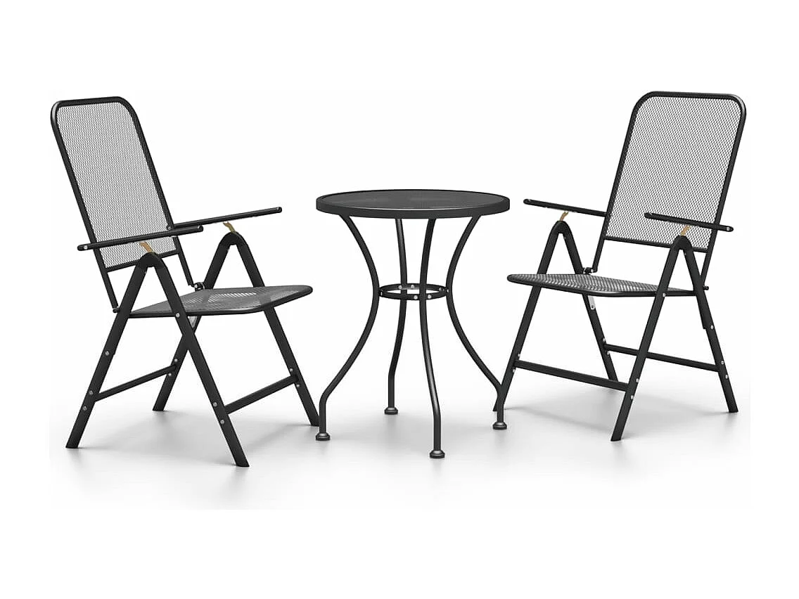 3-delige Tuinset metaalgaas antracietkleurig