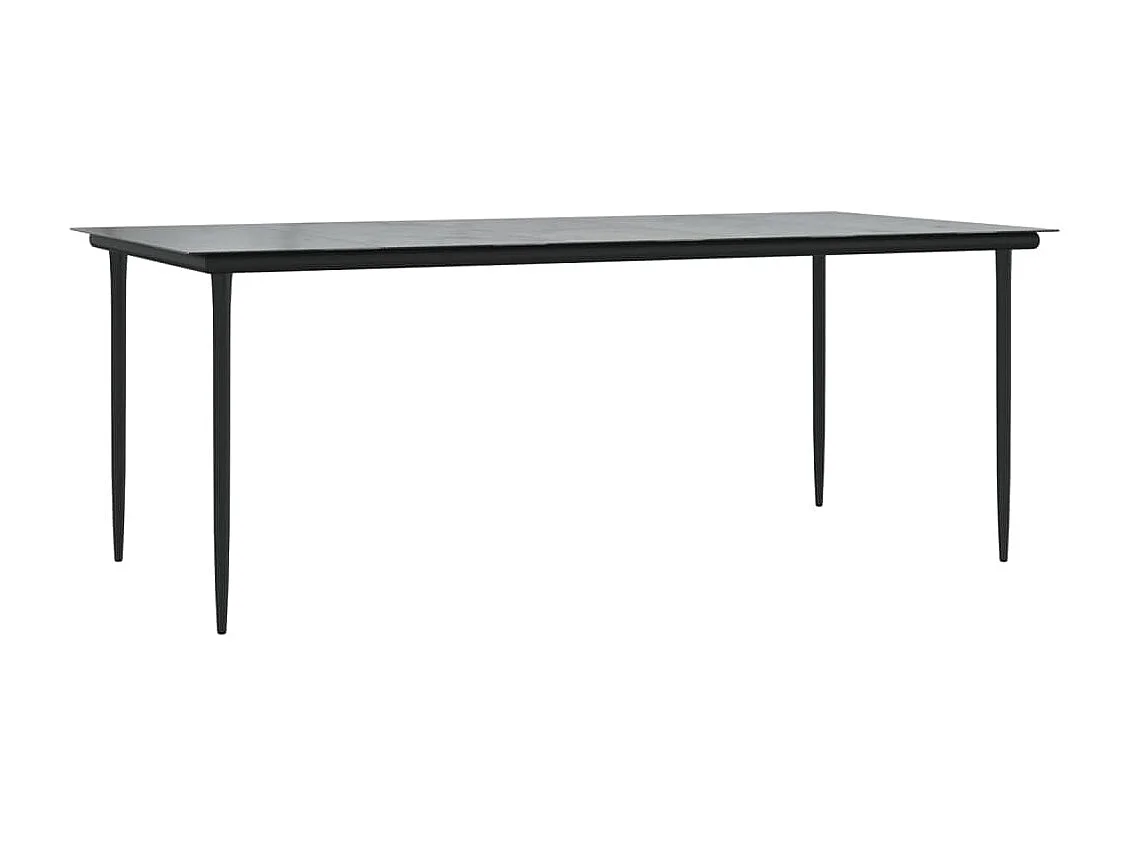 Ensemble à manger de jardin 9 pcs coussins noir rotin et acier