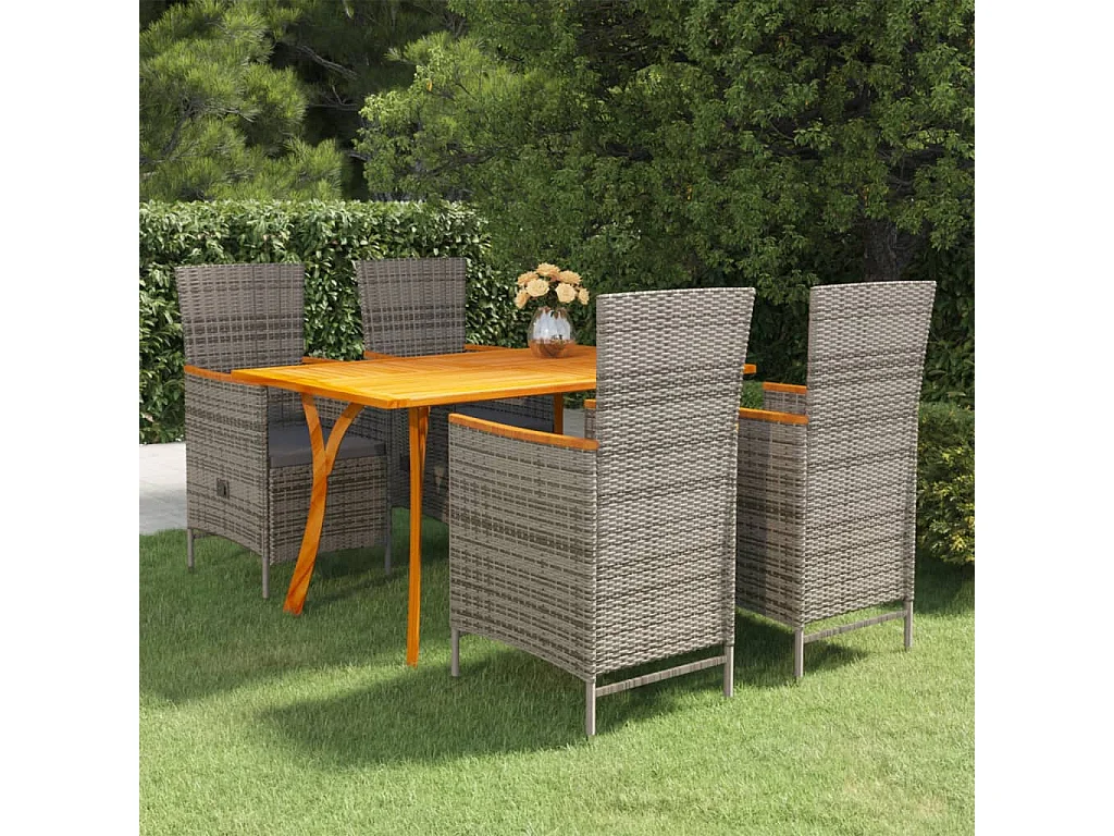 Set Mobili da Pranzo per Giardino 5 pz Grigio