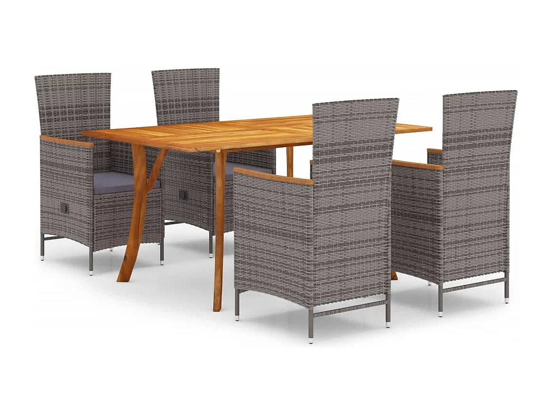 Set Mobili da Pranzo per Giardino 5 pz Grigio