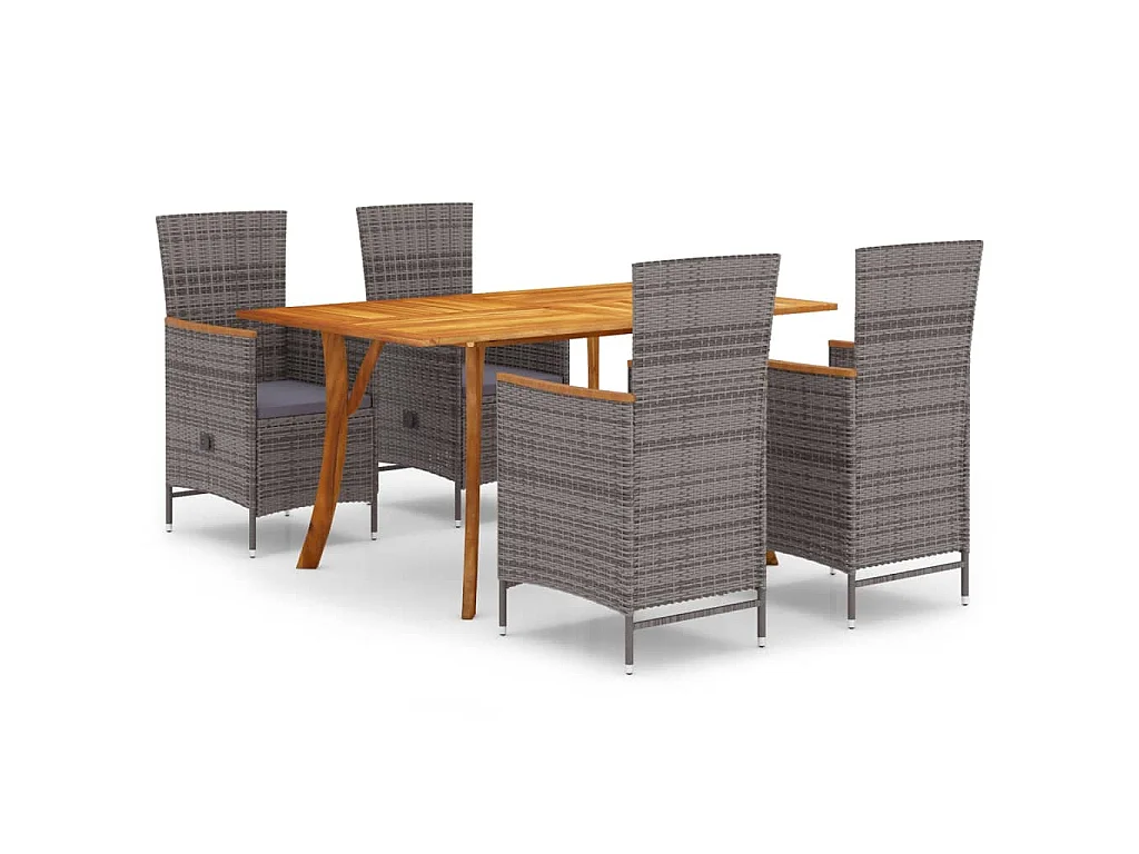 Ensemble à manger de jardin 5 pcs Gris